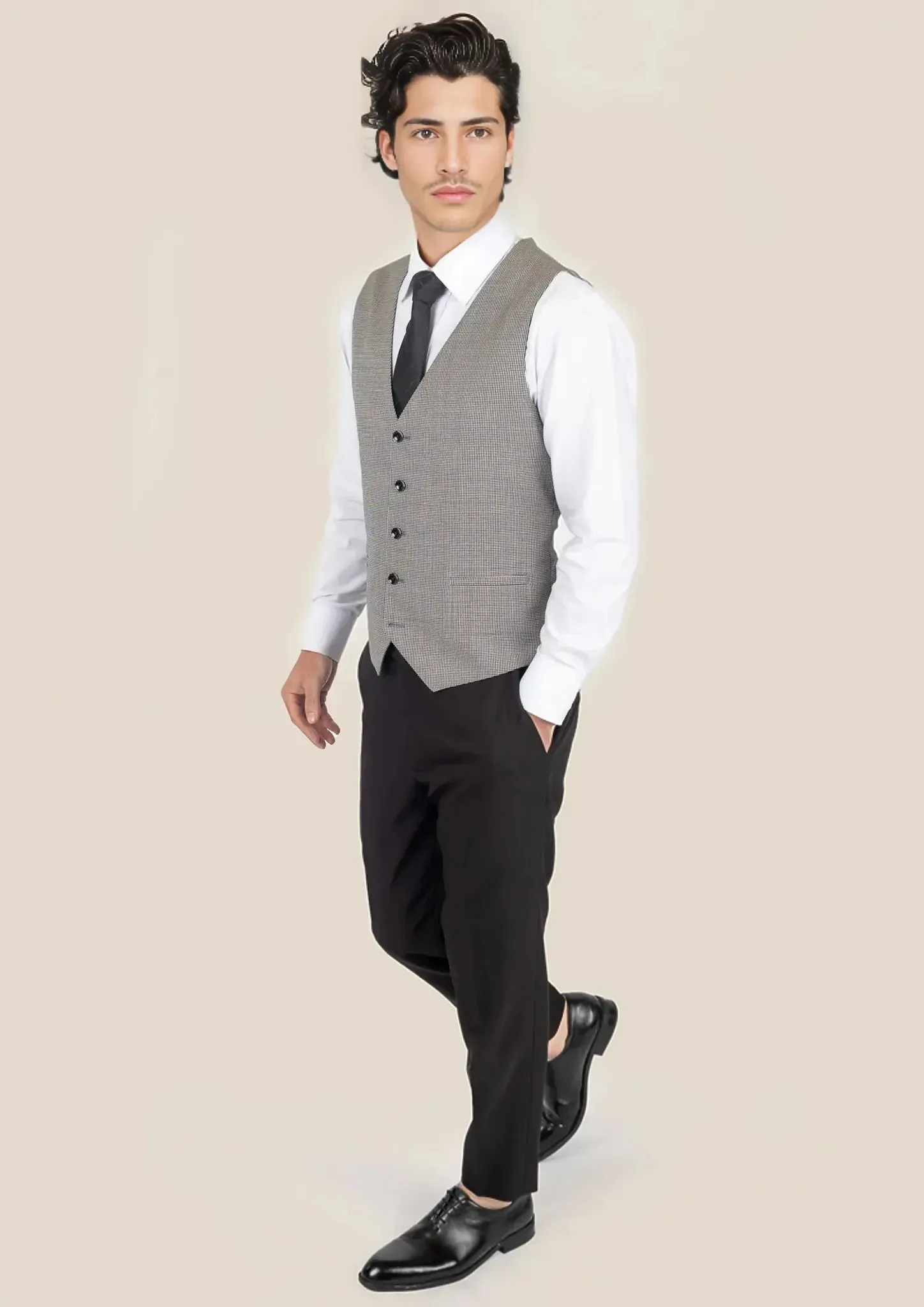 Grey Houndstooth Vest