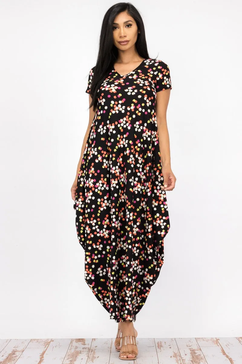 HH645R-PD - SHORT SLEEVE MAXI DRESS