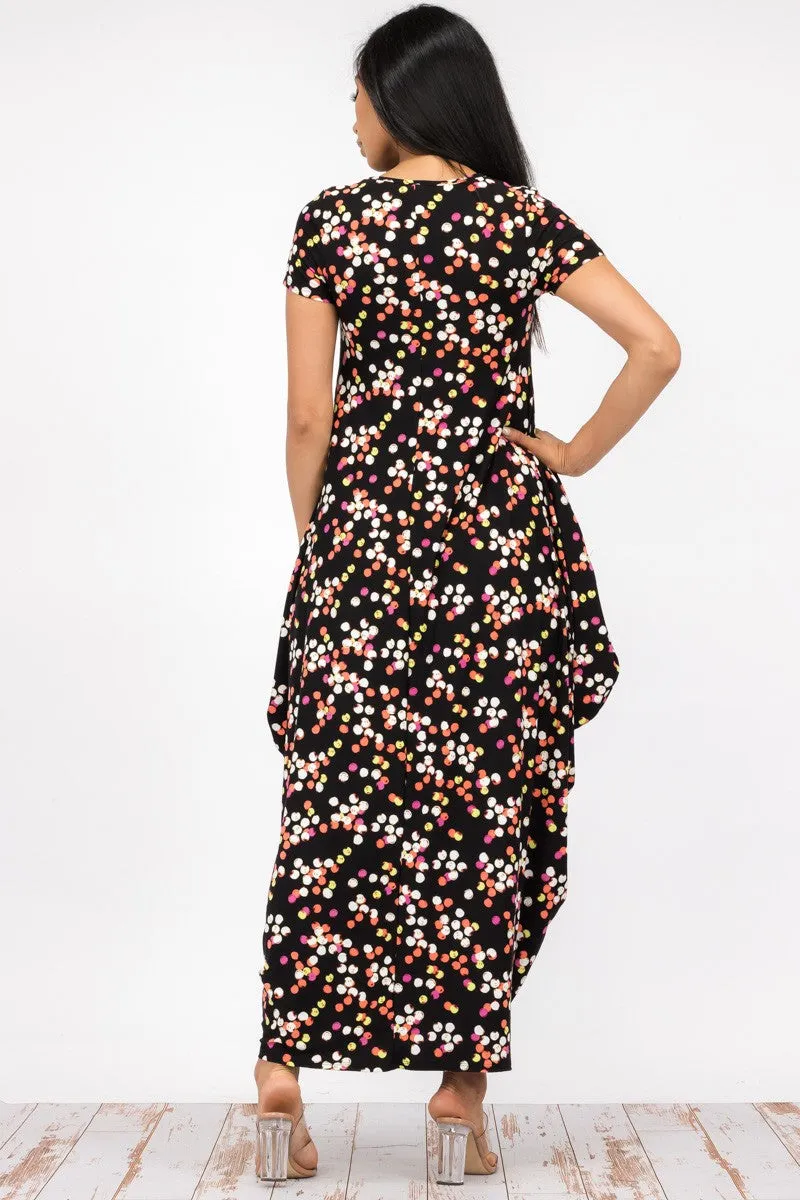 HH645R-PD - SHORT SLEEVE MAXI DRESS