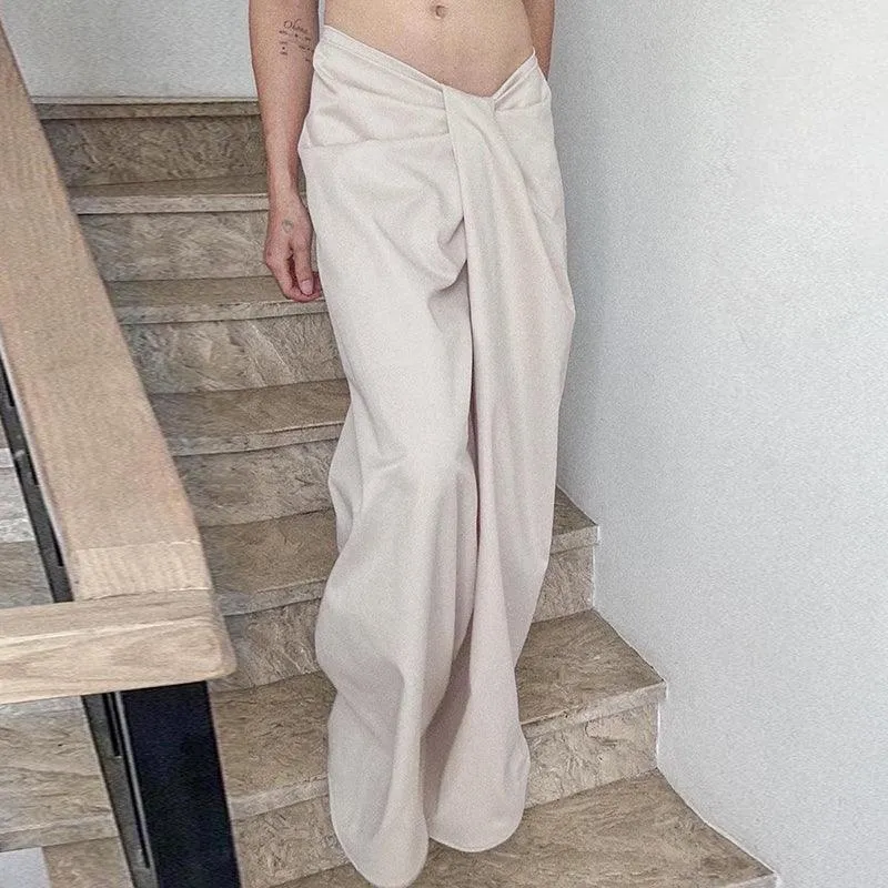 High-Waisted Fold-Over Wide Leg Pants