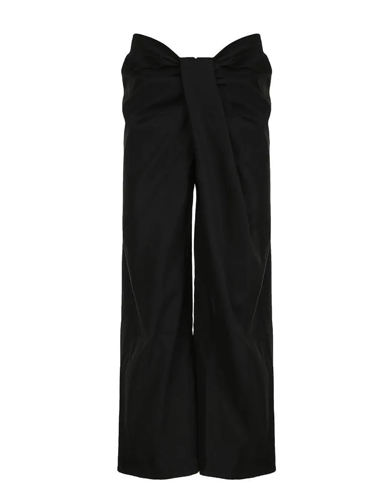 High-Waisted Fold-Over Wide Leg Pants