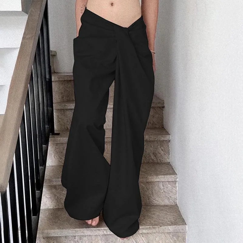 High-Waisted Fold-Over Wide Leg Pants