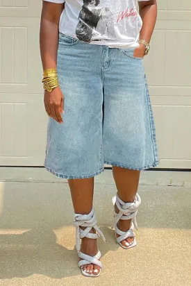 High Waisted Wide Leg Cropped Jeans