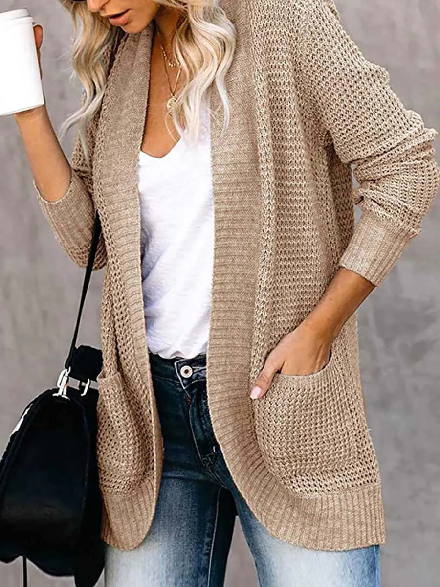 iForgirls Solid Color Long Sleeve Knitted Cardigan（5 colors）