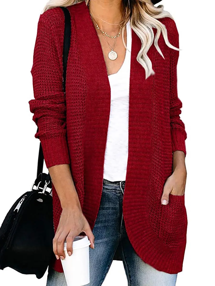 iForgirls Solid Color Long Sleeve Knitted Cardigan（5 colors）