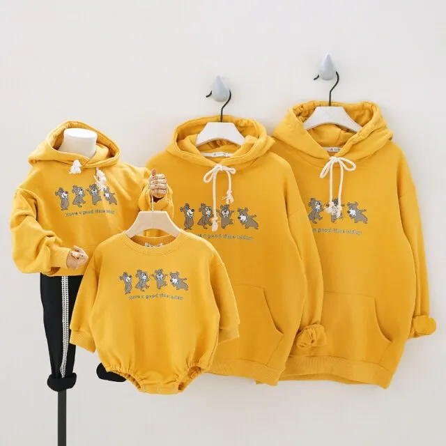 IYEAL Cartoon Pattern Hoodies for Women Men Boys Girls Family Matching Outfits Clothing Long Sleeve Pullover Sweatshirt