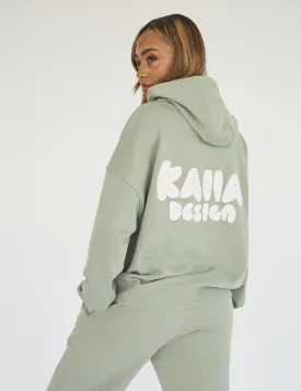 Kaiia Design Bubble Print Oversized Hoodie Sage Green