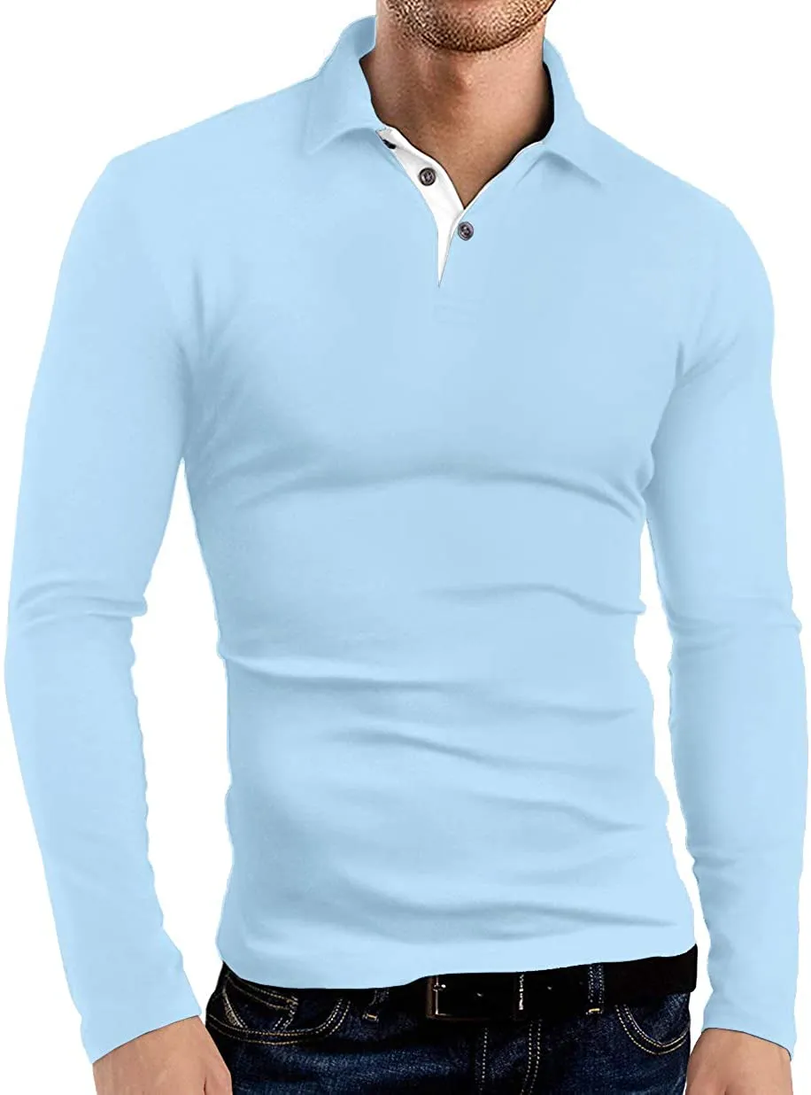 KUYIGO Men's Short & Long Sleeve Polo Shirts Casual Slim Fit Basic Designed Cotton Shirts