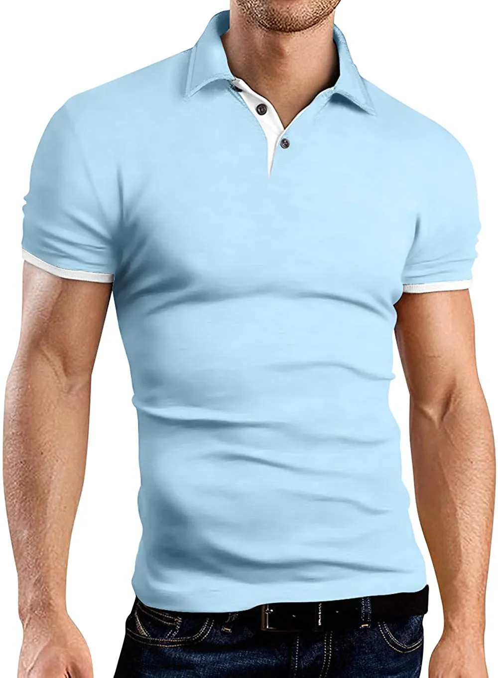 KUYIGO Men's Short & Long Sleeve Polo Shirts Casual Slim Fit Basic Designed Cotton Shirts