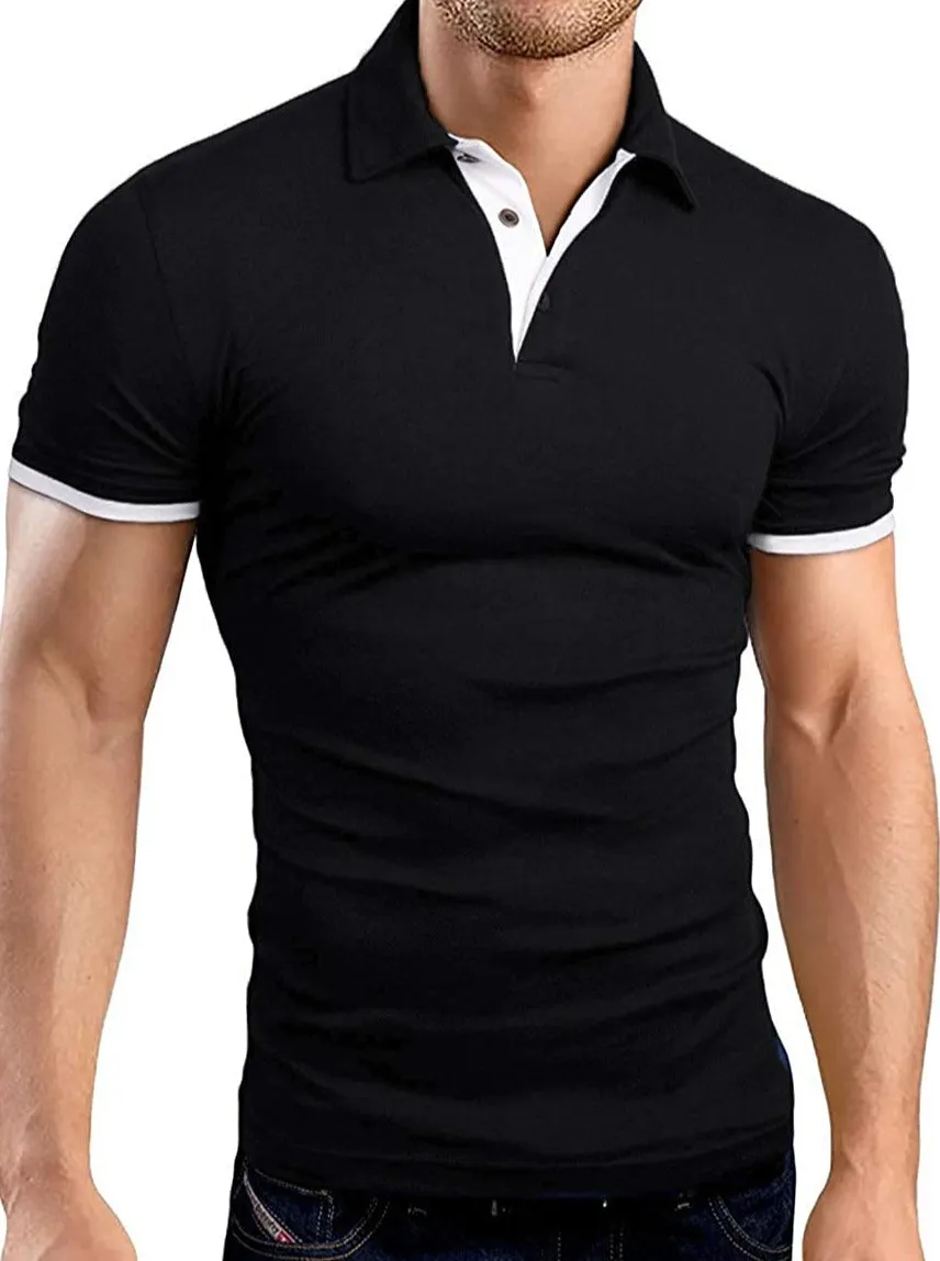 KUYIGO Men's Short & Long Sleeve Polo Shirts Casual Slim Fit Basic Designed Cotton Shirts