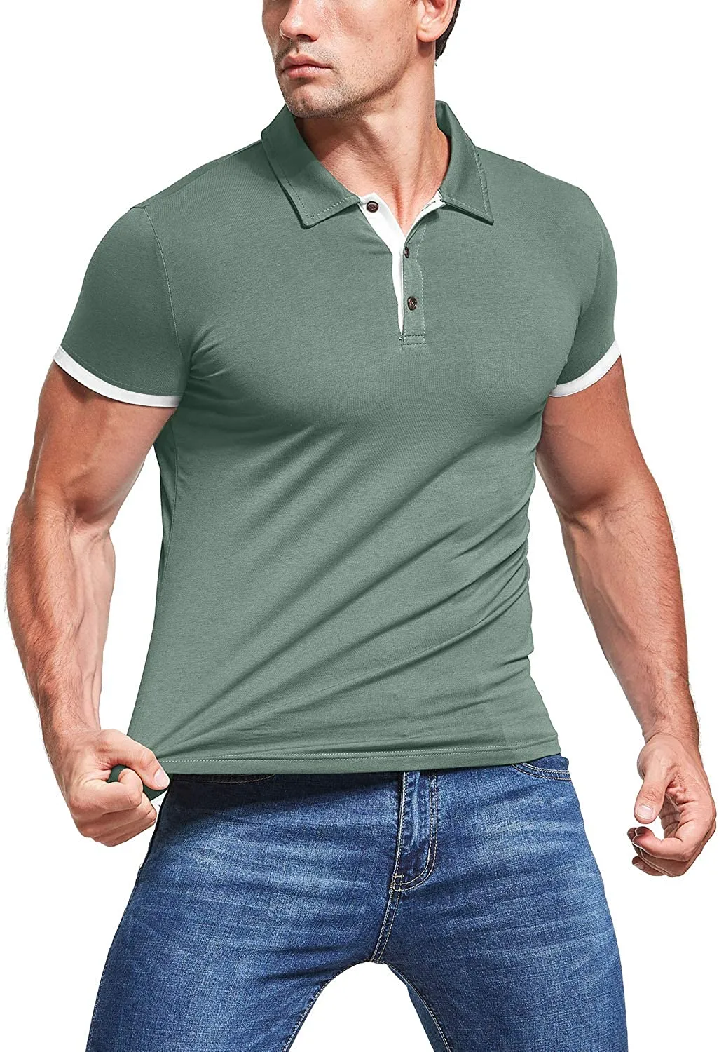 KUYIGO Men's Short & Long Sleeve Polo Shirts Casual Slim Fit Basic Designed Cotton Shirts