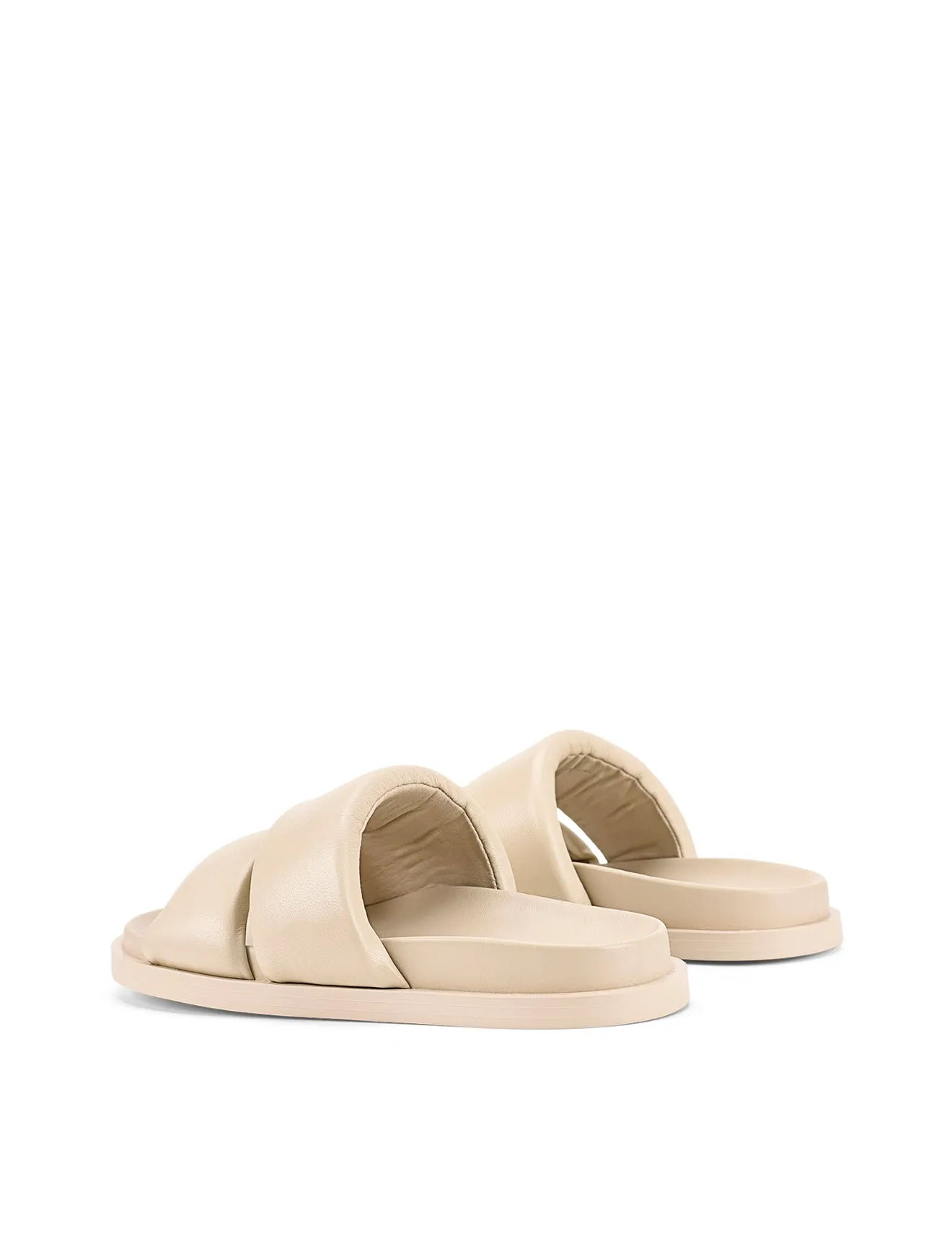 Lacey Footbed Sandals - Beige Leather