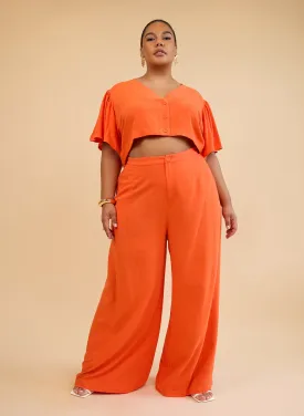 Leticia Linen Wide Leg Pants - Burnt Orange