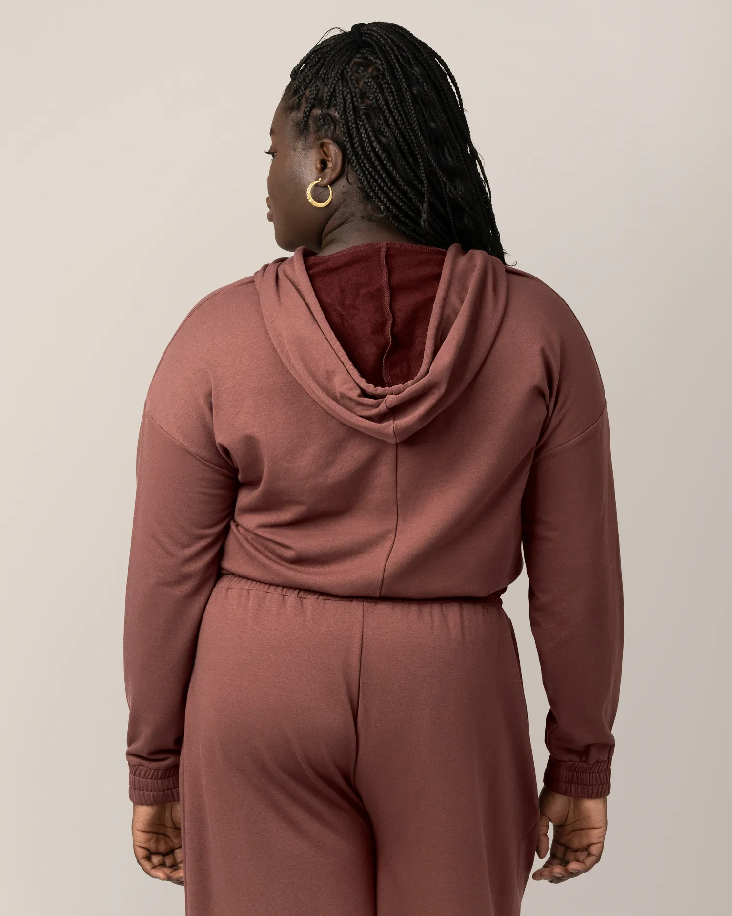 Mila Cropped Nursing Hoodie | Redwood