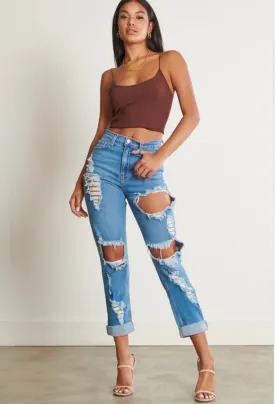 P137MS Distressed relax jean