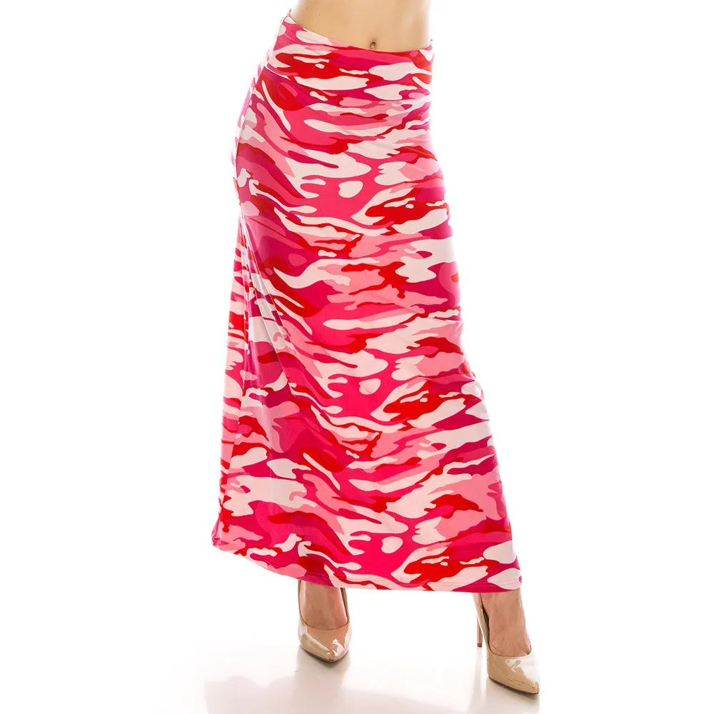 Patterned Fold Over Maxi Skirts