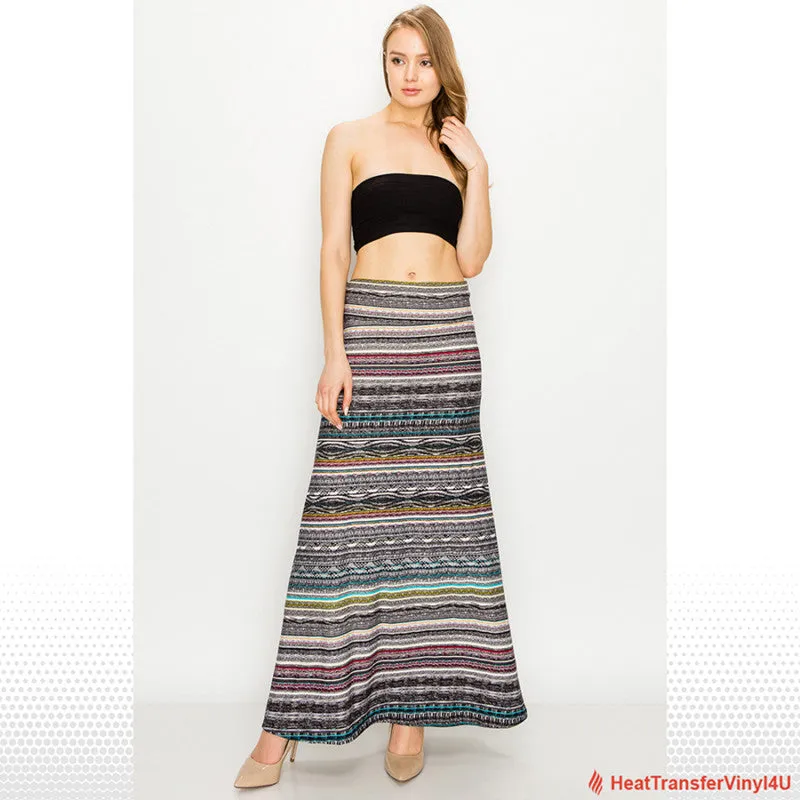 Patterned Fold Over Maxi Skirts