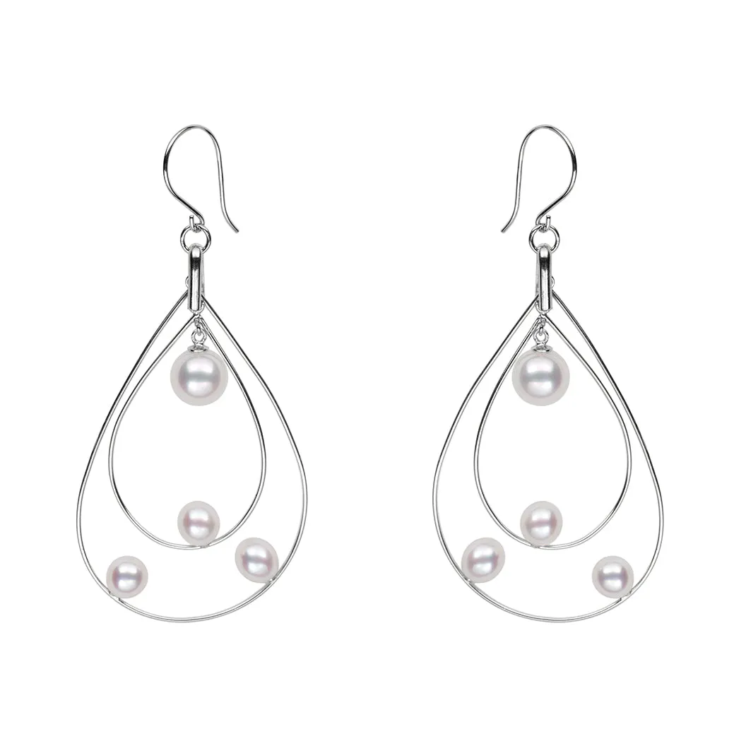 Petite Floating Pearl Hoop Earrings