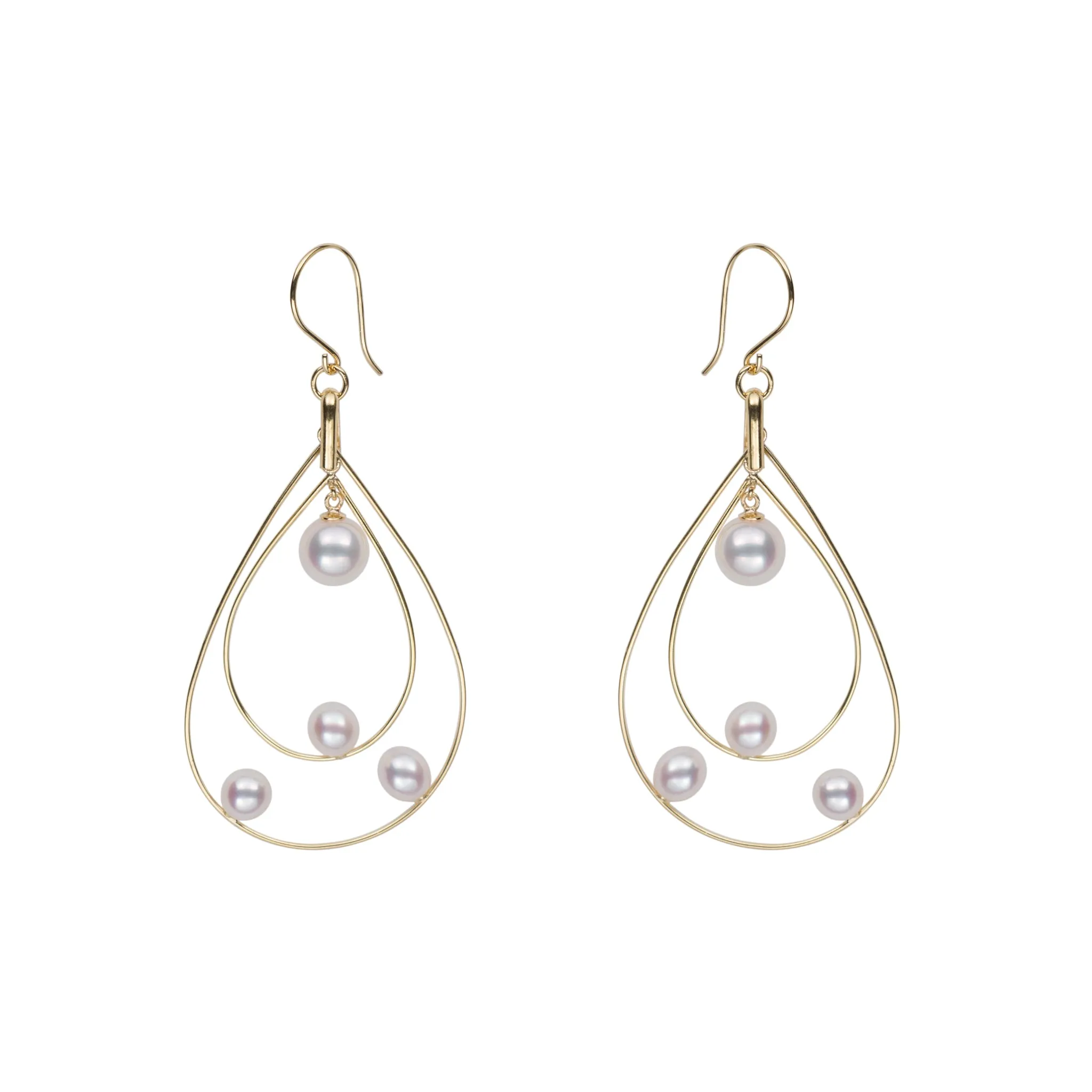 Petite Floating Pearl Hoop Earrings