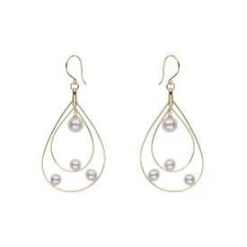 Petite Floating Pearl Hoop Earrings