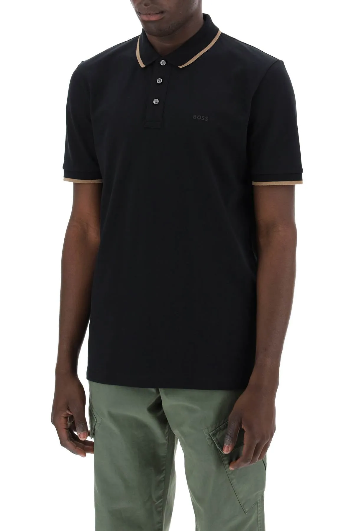 "contrast trim parlay polo shirt 50494697 BLACK