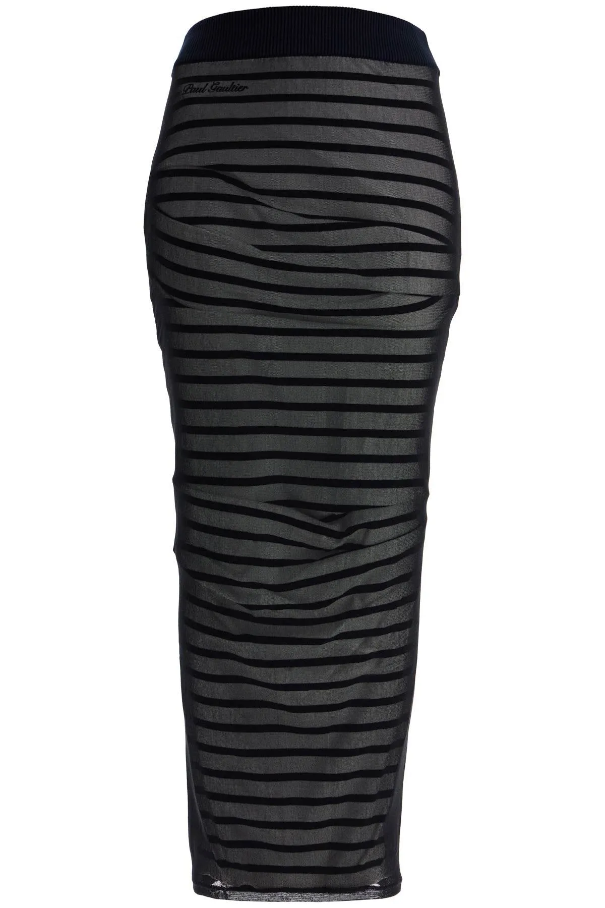 "striped skirt in JU110B M064 NAVY/WHITE/BLACK