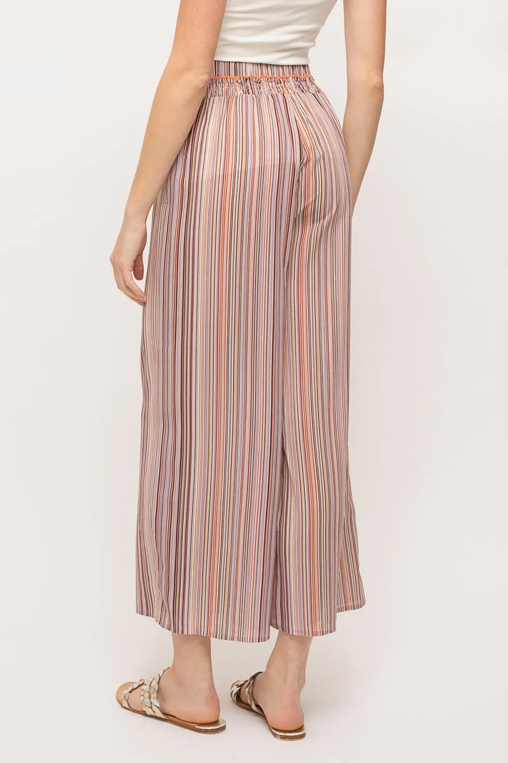 Smocked Waist Multi Stripe Pants