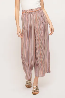 Smocked Waist Multi Stripe Pants