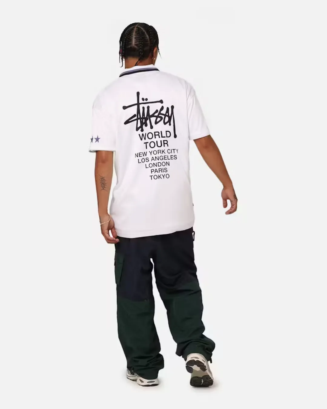 Stussy World Tour Mens White Football Polo Shirt