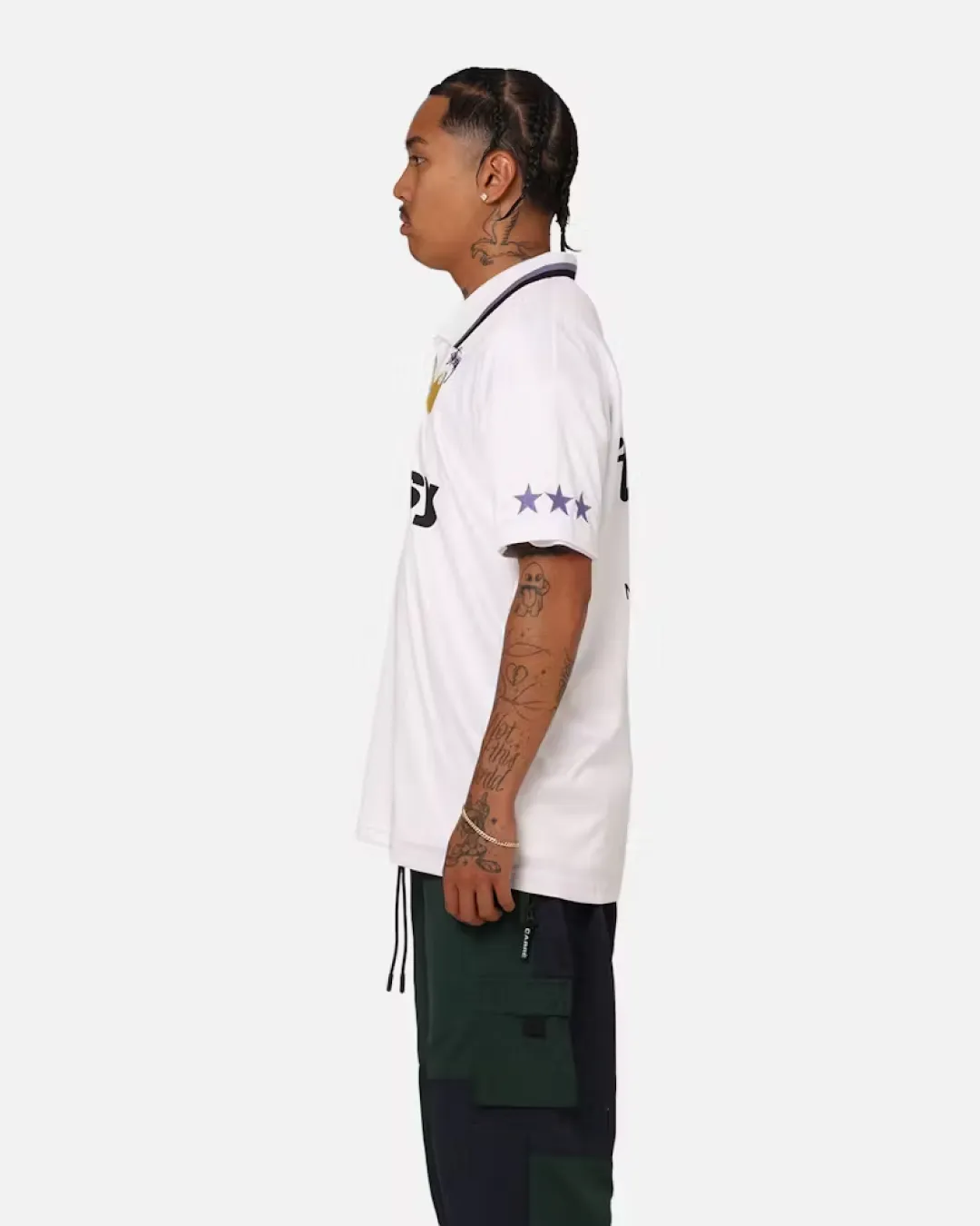 Stussy World Tour Mens White Football Polo Shirt