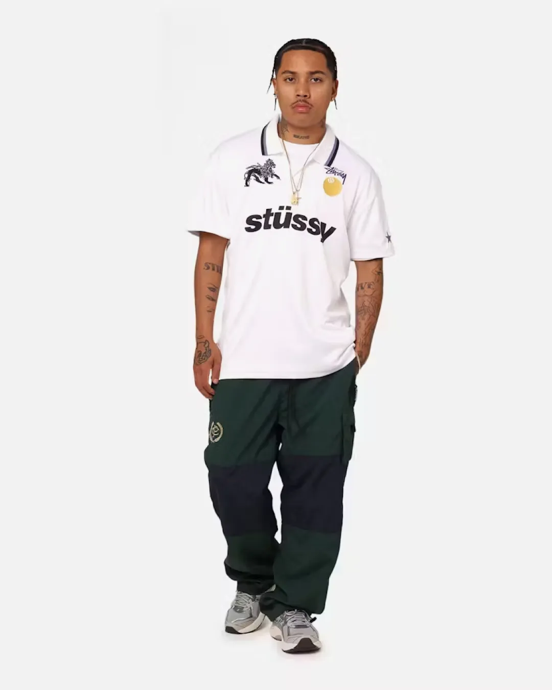 Stussy World Tour Mens White Football Polo Shirt