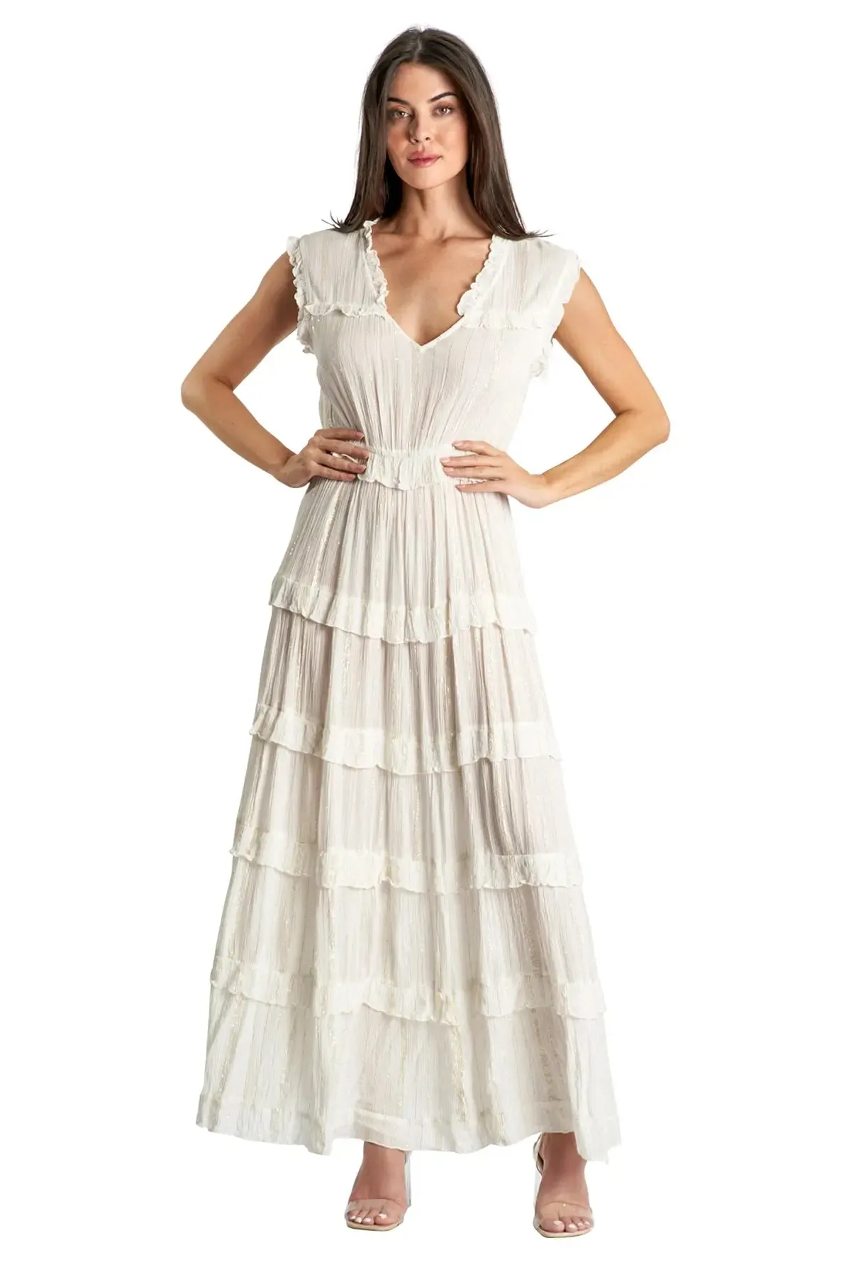 Tiered Maxi Dress in White