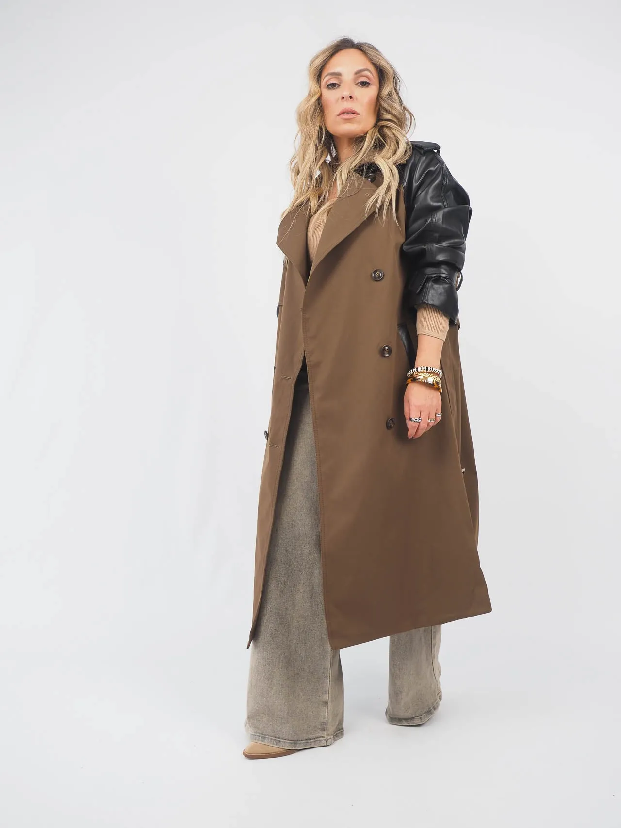 Trench Coat Com Manga Ecopele