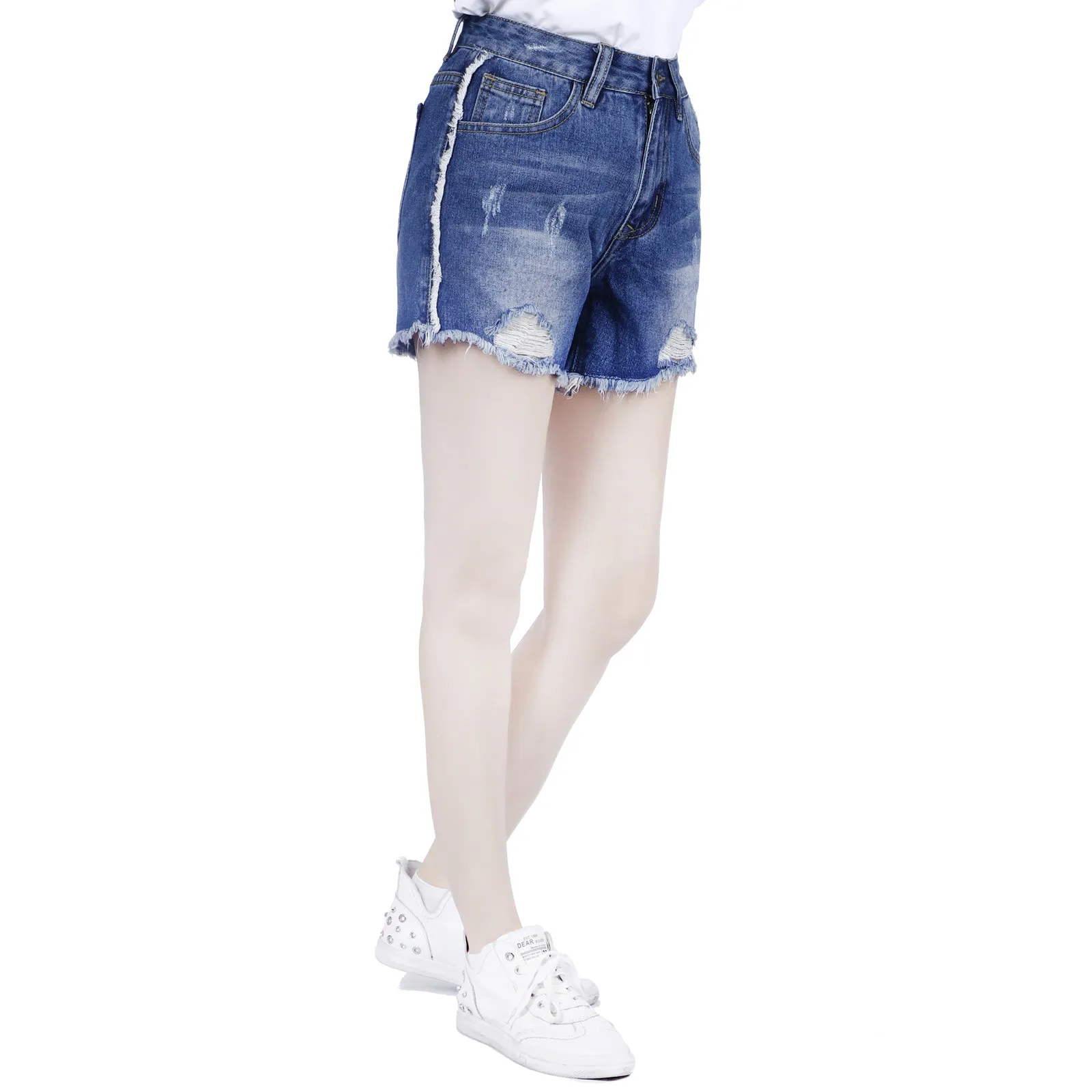 UK Womens High Waisted Shorts Jeans Ripped Denim Shorts Jeans HotPants