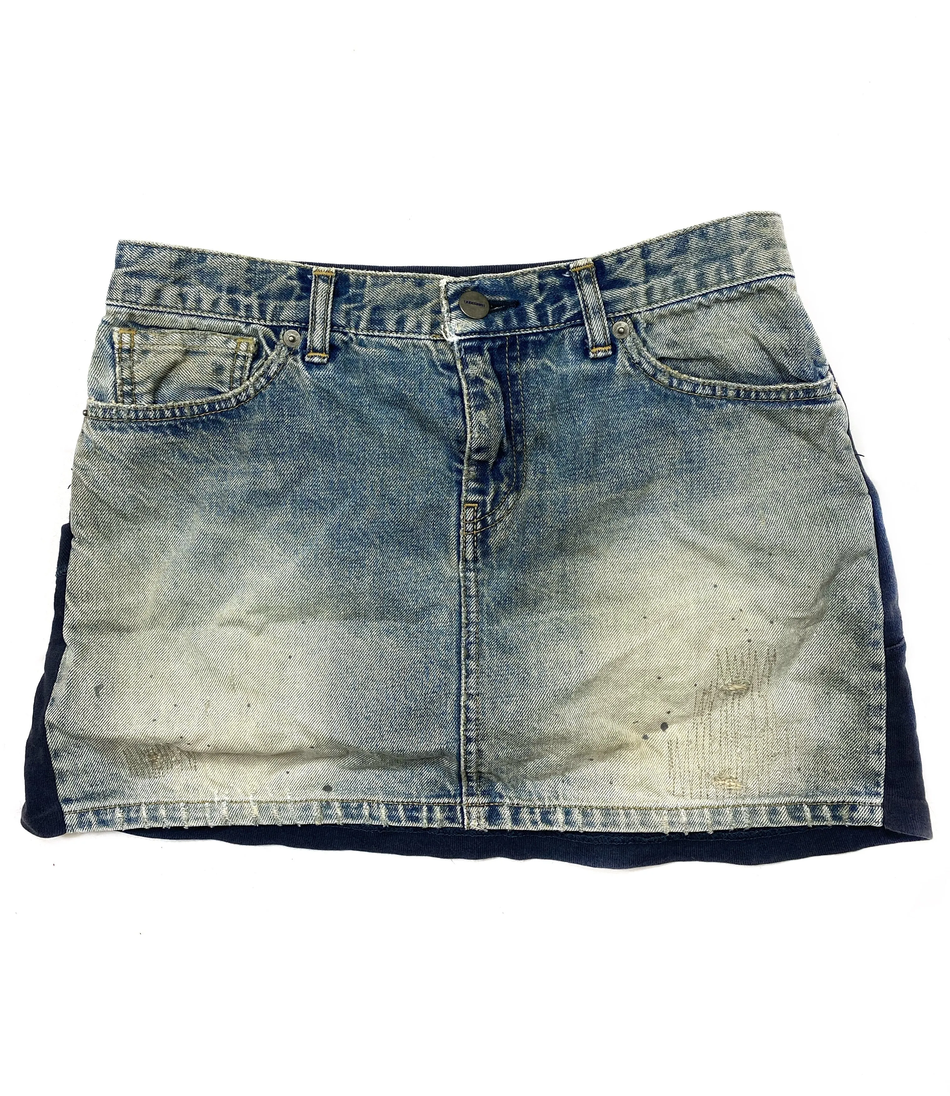 Undercover distressed denim hybrid t-shirt skirt 2