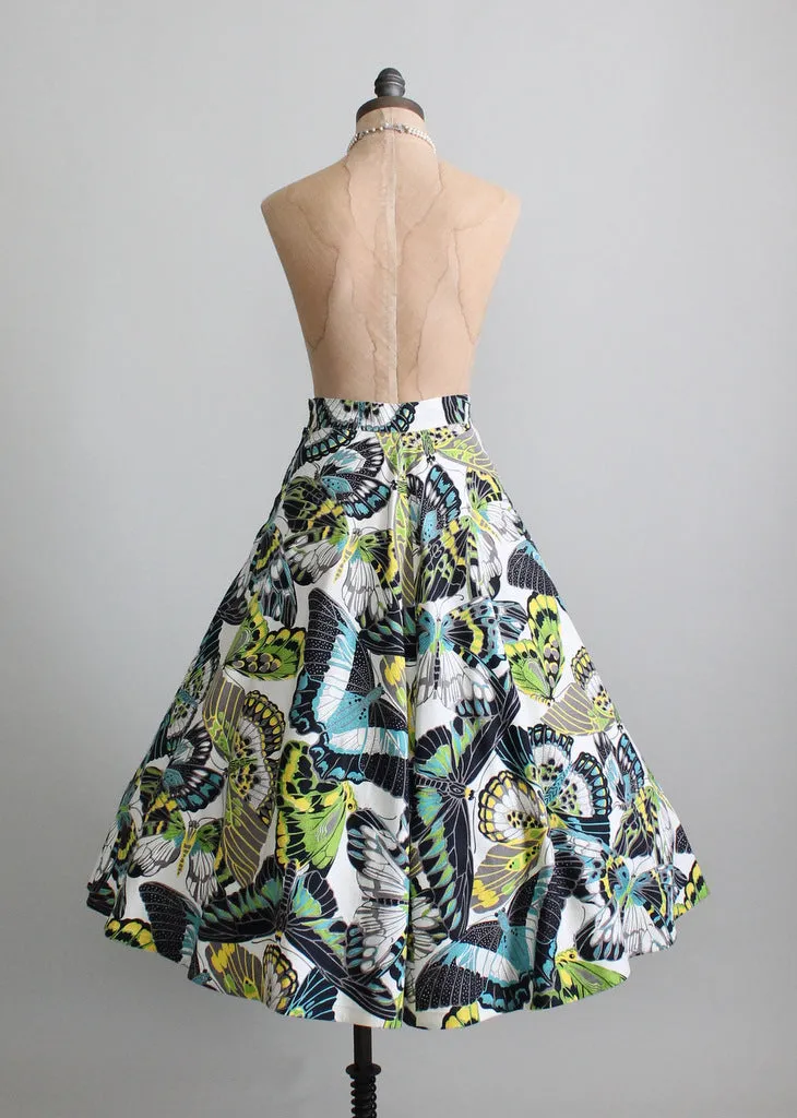 Vintage 1950s Moth Print Circle Skirt