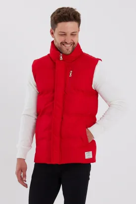 Weyeze Men's Red Stand Collar Puffer Vest