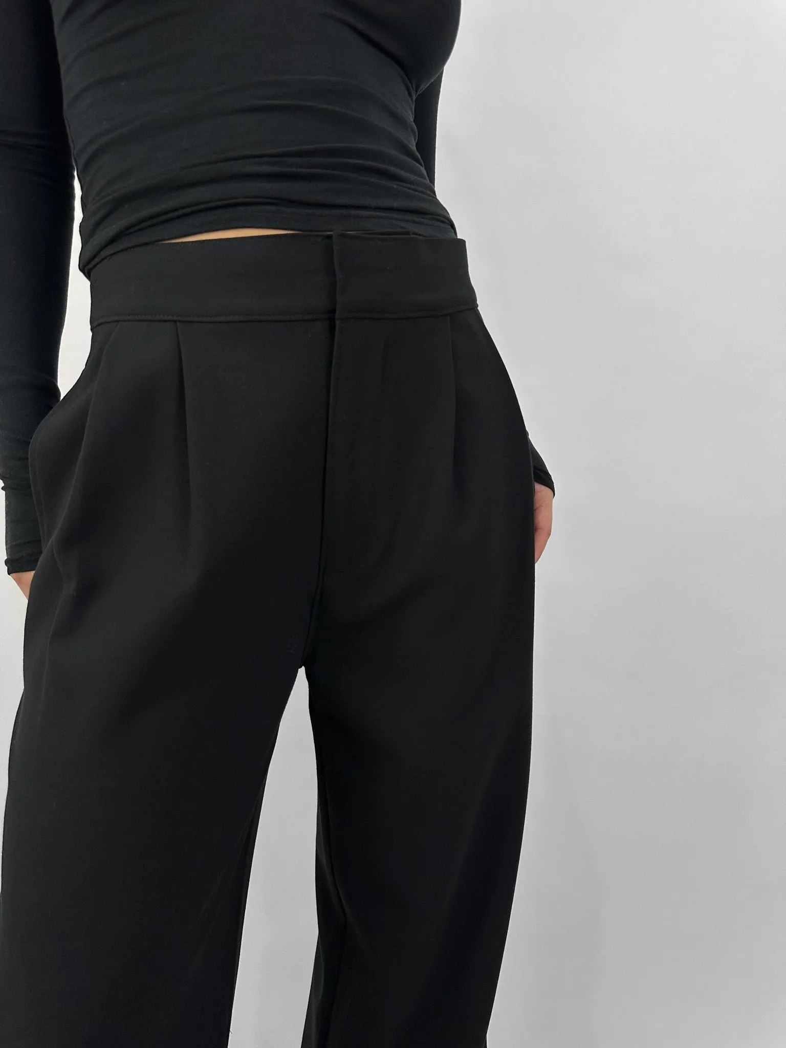 Wide Leg Pleated Trousers