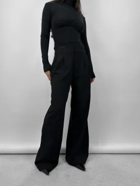 Wide Leg Pleated Trousers