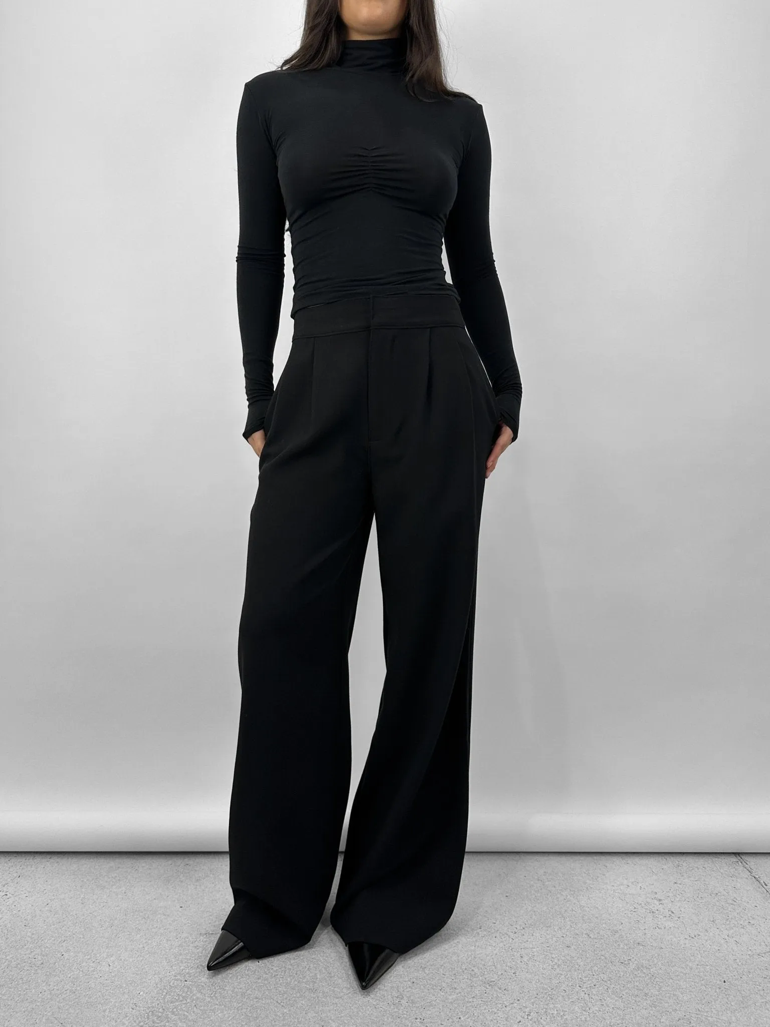 Wide Leg Pleated Trousers