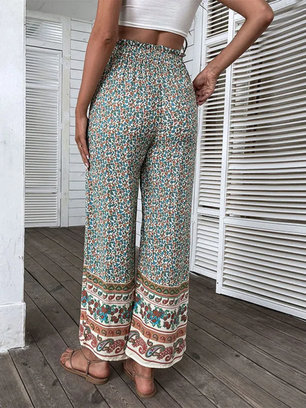 Women's Bohemian Print Wide Leg Trousers